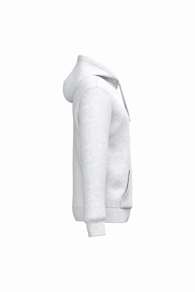 Gerecyclede uniseks sweater met capuchon, ash heather — productfoto 21