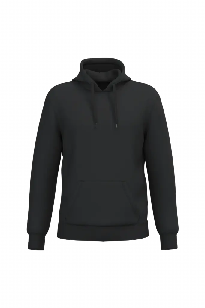 Gerecyclede uniseks sweater met capuchon, black — productfoto 25