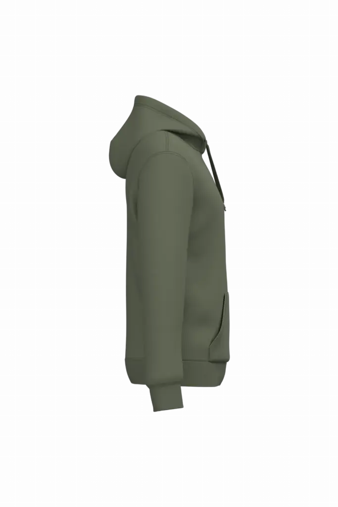 Gerecyclede uniseks sweater met capuchon, caper green — productfoto 27