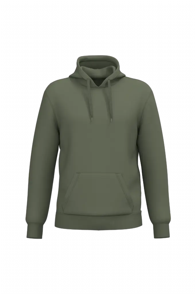 Gerecyclede uniseks sweater met capuchon, caper green — productfoto 28