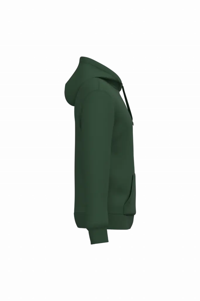 Gerecyclede uniseks sweater met capuchon, forest green — productfoto 33