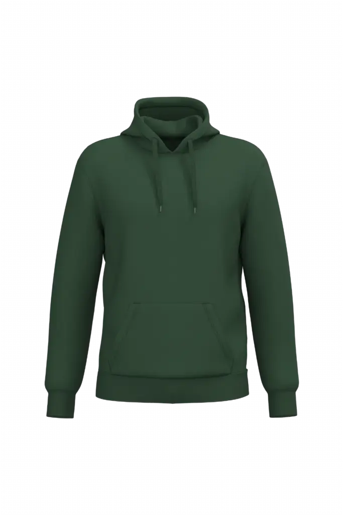 Gerecyclede uniseks sweater met capuchon, forest green — productfoto 34