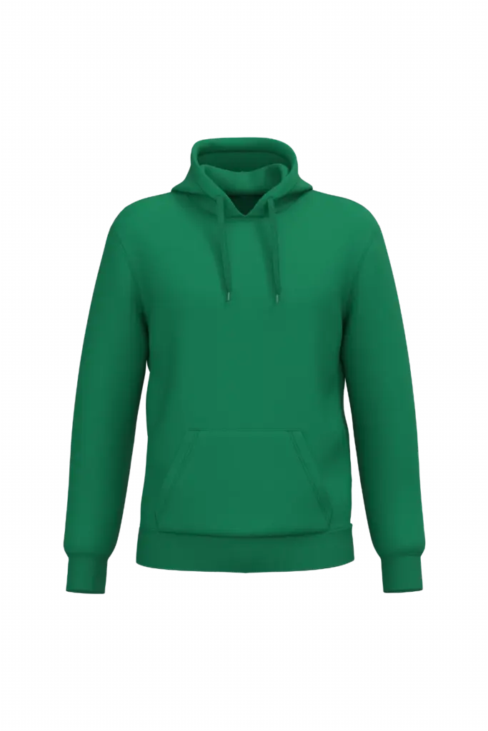 Gerecyclede uniseks sweater met capuchon, kelly green — productfoto 37