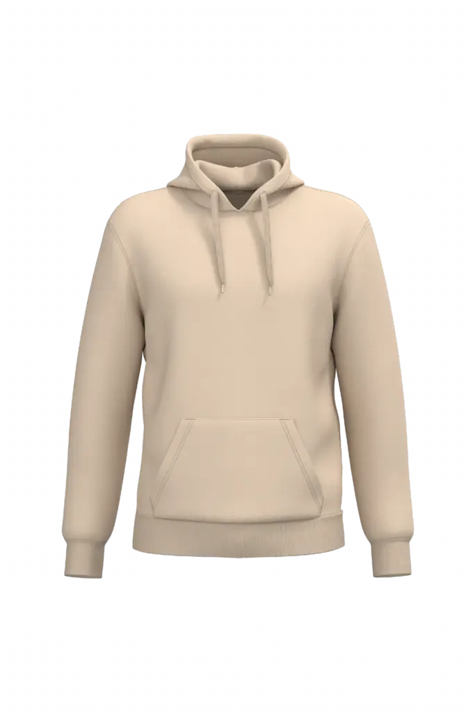 Gerecyclede uniseks sweater met capuchon, light sand — productfoto 43