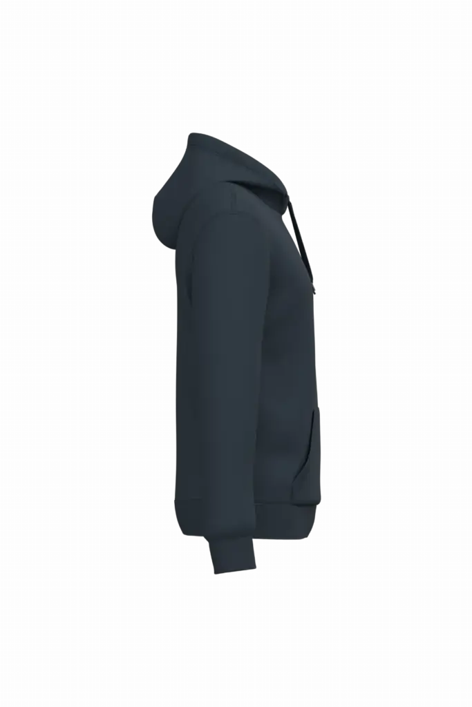 Gerecyclede uniseks sweater met capuchon, navy — productfoto 45