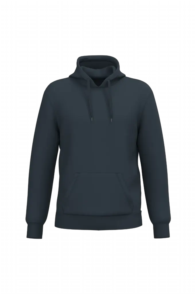 Gerecyclede uniseks sweater met capuchon, navy — productfoto 46