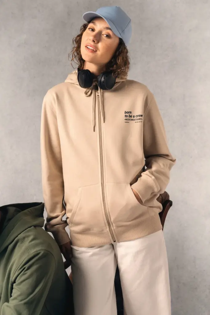 K4042-18_2026 - Hidalgo Gerecyclede uniseks sweater met rits en capuchon — productfoto 18