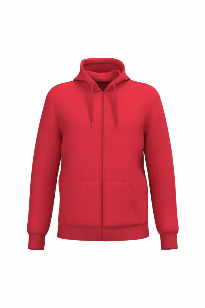 PS_K4042_RED - Hidalgo Gerecyclede uniseks sweater met rits en capuchon — productfoto 41