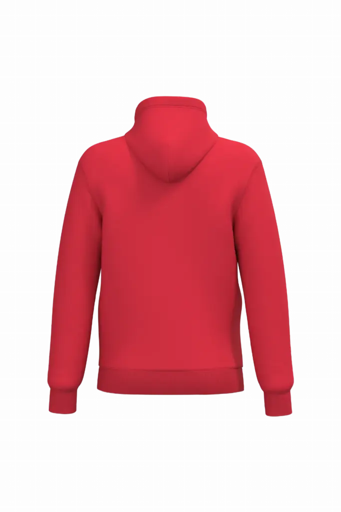 PS_K4042-B_RED - Hidalgo Gerecyclede uniseks sweater met rits en capuchon — productfoto 42