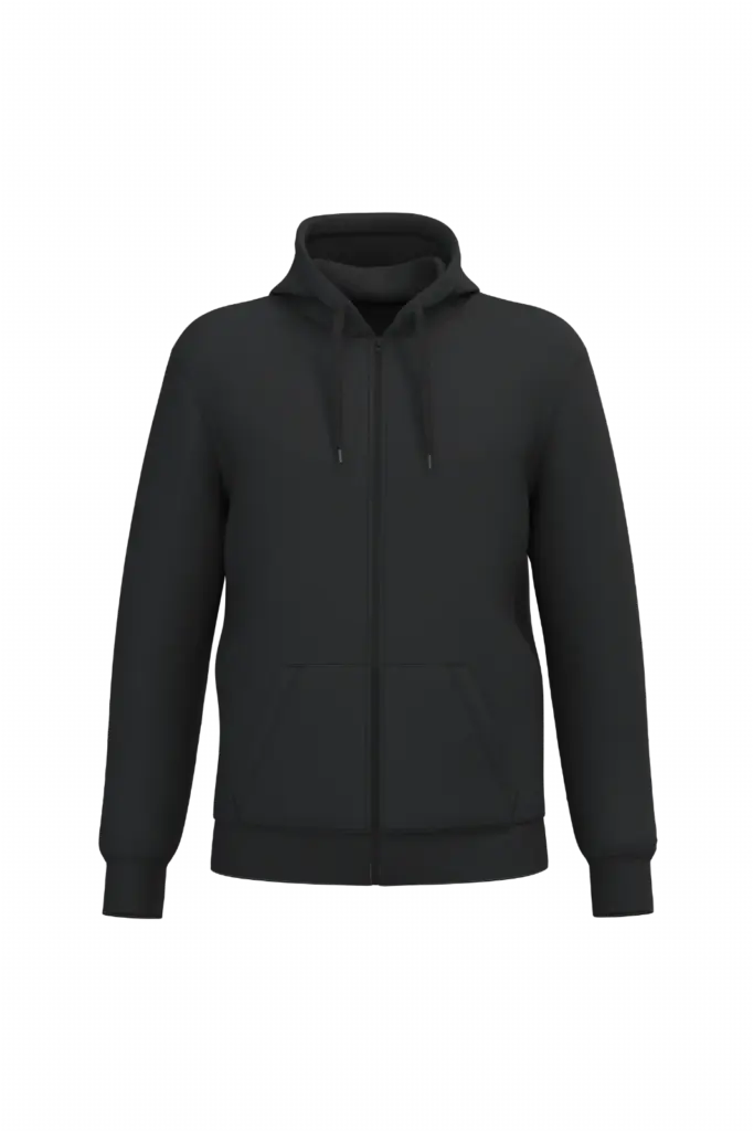 PS_K4042_BLACK - Hidalgo Gerecyclede uniseks sweater met rits en capuchon, black — productfoto 20