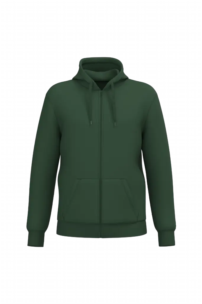 PS_K4042_FORESTGREEN - Hidalgo Gerecyclede uniseks sweater met rits en capuchon, forest green — productfoto 26