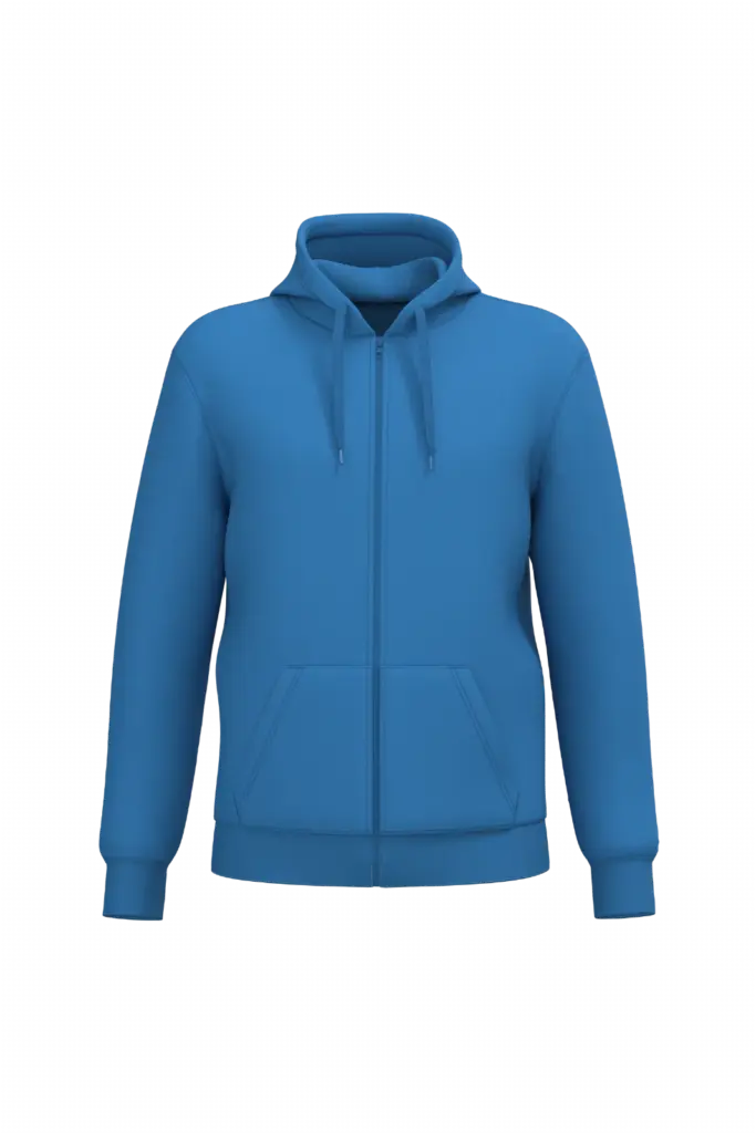PS_K4042_LIGHTROYALBLUE - Hidalgo Gerecyclede uniseks sweater met rits en capuchon, light royal blue — productfoto 29