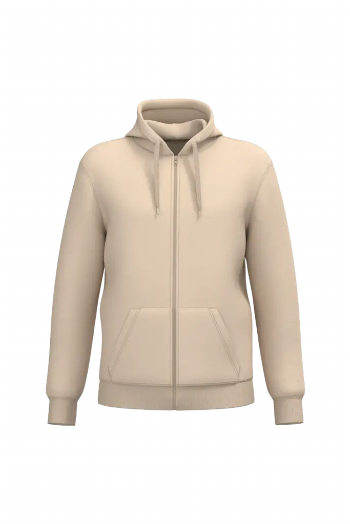 PS_K4042_LIGHTSAND - Hidalgo Gerecyclede uniseks sweater met rits en capuchon, light sand — productfoto 32