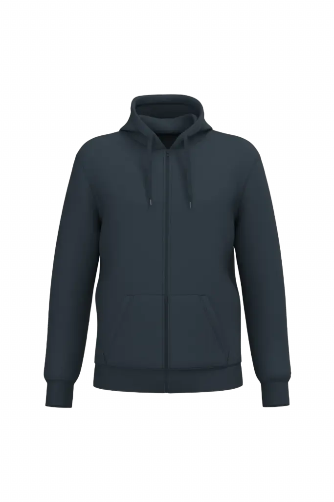 PS_K4042_NAVY - Hidalgo Gerecyclede uniseks sweater met rits en capuchon, navy — productfoto 35
