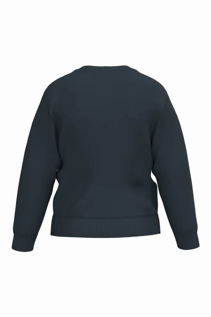 Gerecyclede kindersweater met ronde hals, navy — productfoto 17
