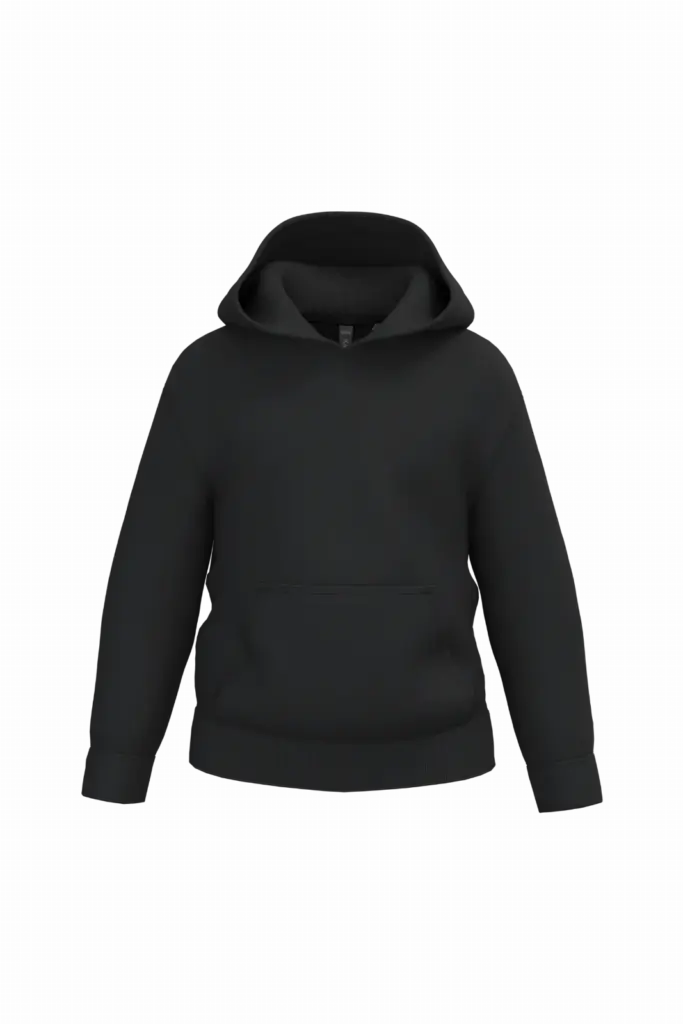 Gerecyclede kindersweater met capuchon, black — productfoto 10