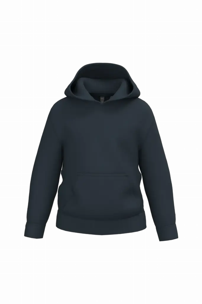 Gerecyclede kindersweater met capuchon, navy — productfoto 13