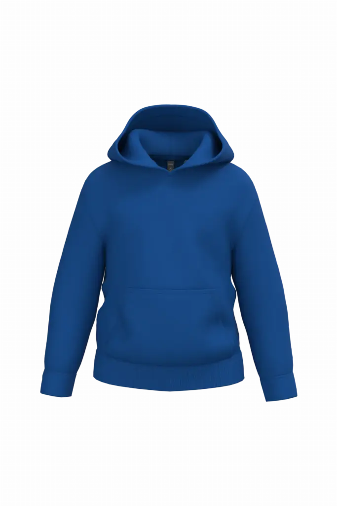 Gerecyclede kindersweater met capuchon, royal blue — productfoto 22