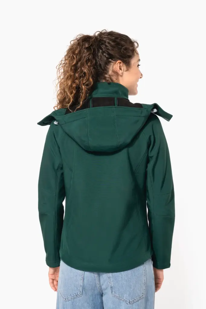 K414-10_2026 - Hidalgo-werbeartikel Dames softshell jas met afneembare capuchon — productfoto 1