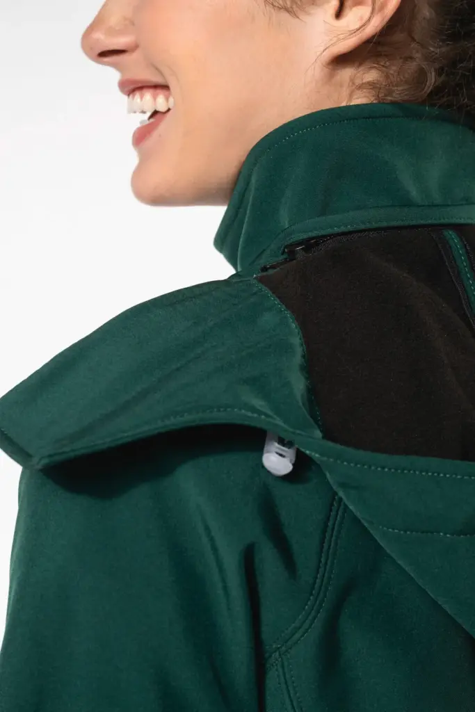 K414-7_2026 - Hidalgo-werbeartikel Dames softshell jas met afneembare capuchon — productfoto 3