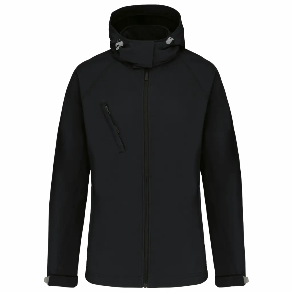 PS_K414_BLACK - Hidalgo-werbeartikel Dames softshell jas met afneembare capuchon, black — productfoto 9
