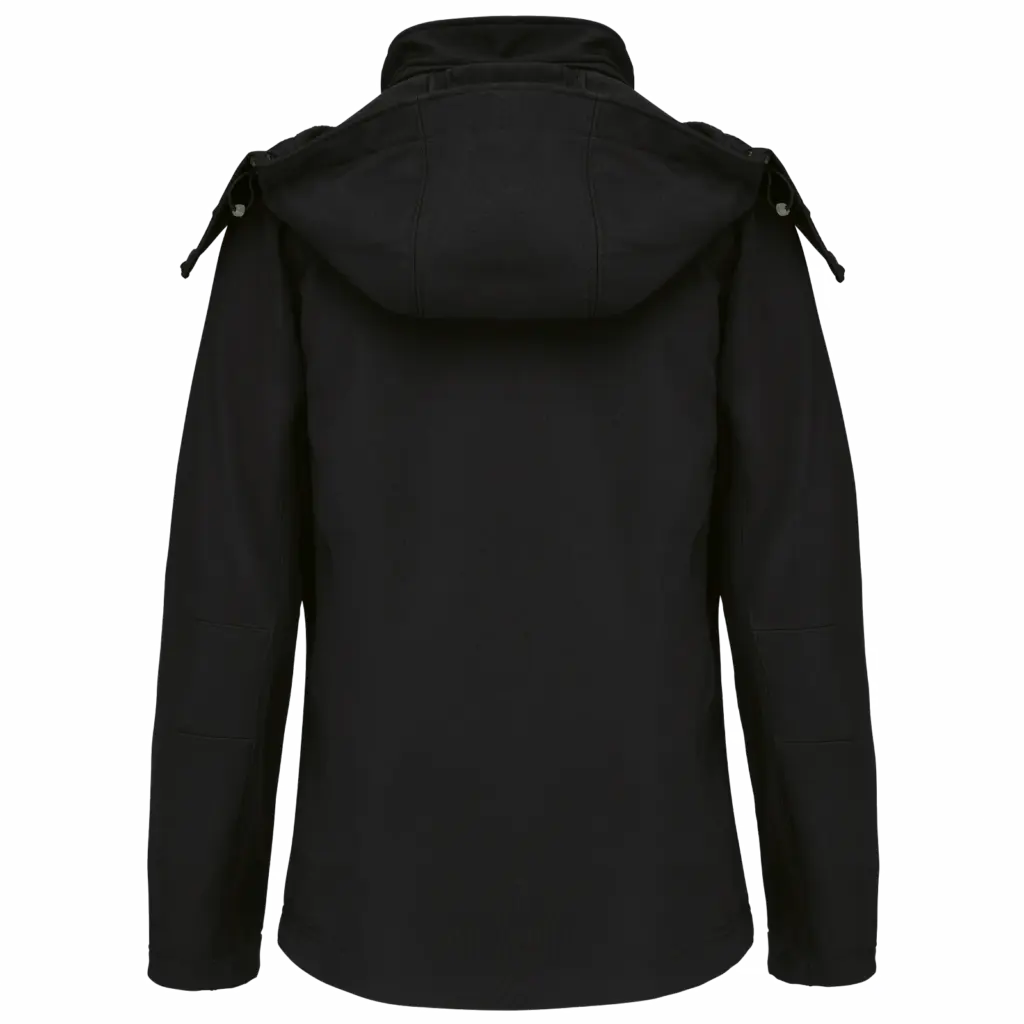 PS_K414-B_BLACK - Hidalgo-werbeartikel Dames softshell jas met afneembare capuchon, black — productfoto 10