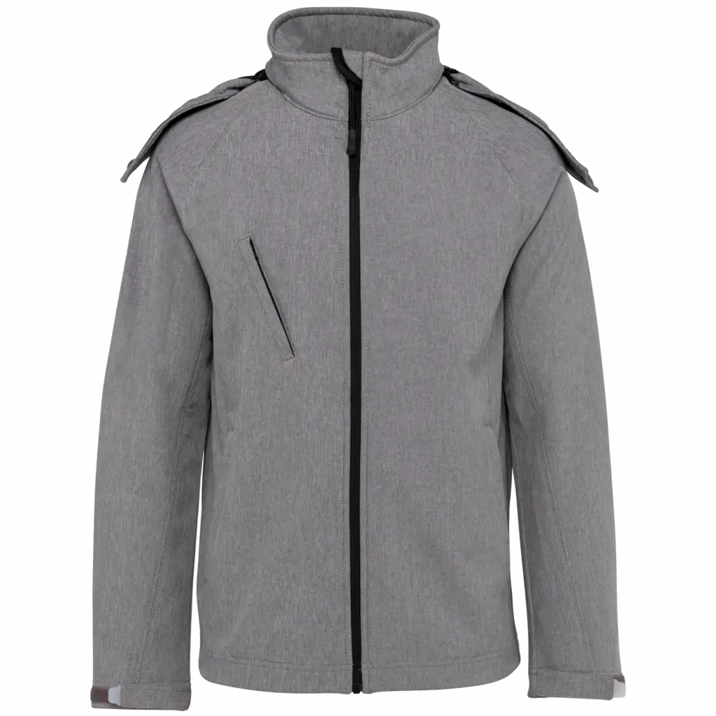 PS_K414_MARLGREY - Hidalgo-werbeartikel Dames softshell jas met afneembare capuchon, marl grey — productfoto 18