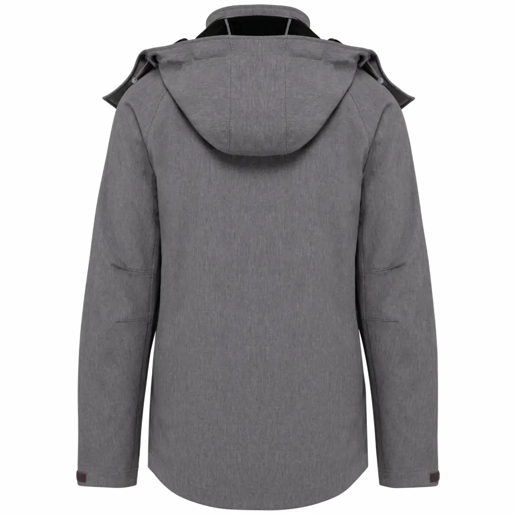 PS_K414-B_MARLGREY - Hidalgo-werbeartikel Dames softshell jas met afneembare capuchon, marl grey — productfoto 19