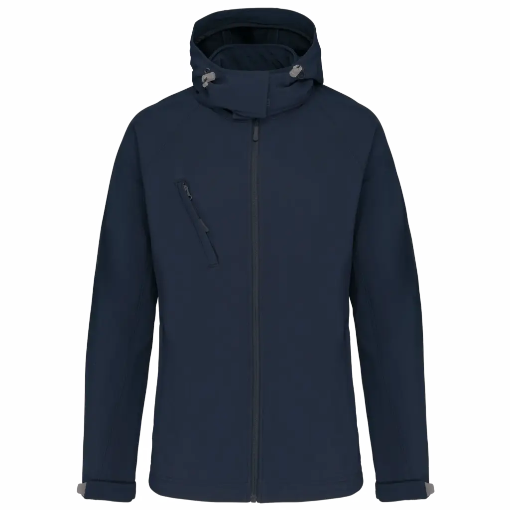PS_K414_NAVY - Hidalgo-werbeartikel Dames softshell jas met afneembare capuchon, navy — productfoto 21