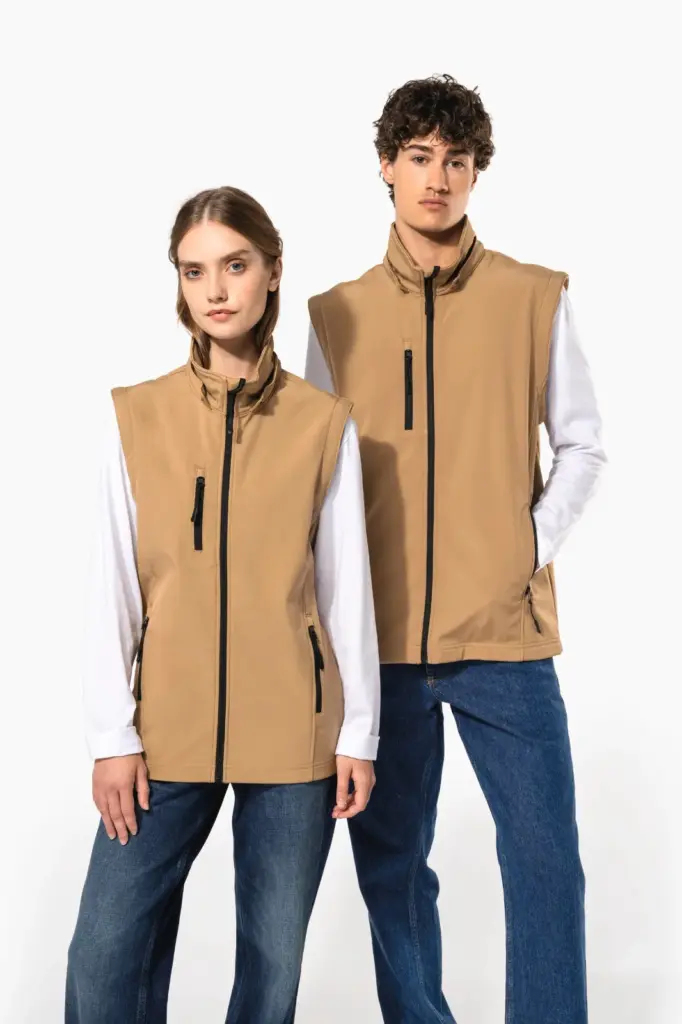 3-laags uniseks softshelljas met afneembare capuchon en mouwen — productfoto 2