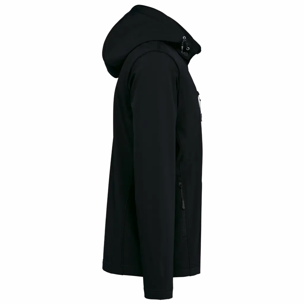 3-laags uniseks softshelljas met afneembare capuchon en mouwen, black — productfoto 16