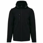 3-laags uniseks softshelljas met afneembare capuchon en mouwen, black — productfoto 17