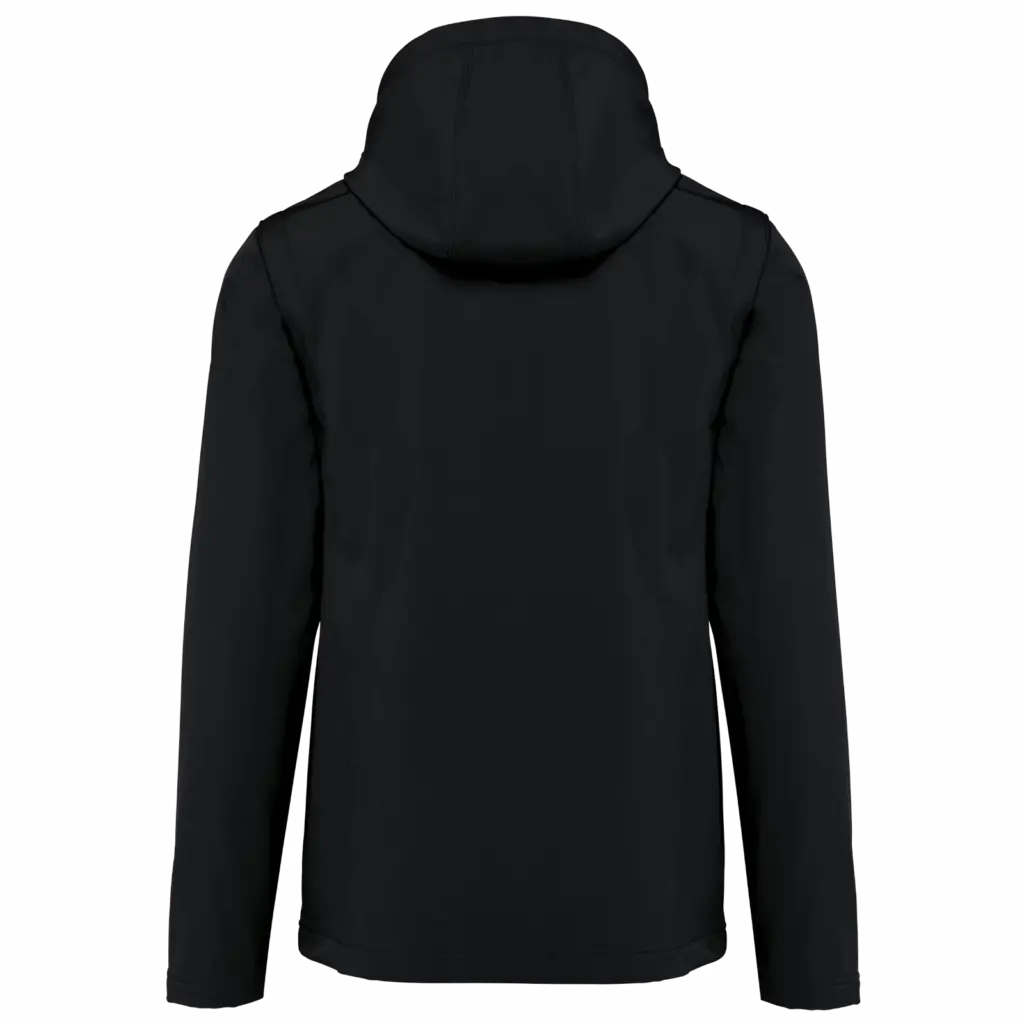 3-laags uniseks softshelljas met afneembare capuchon en mouwen, black — productfoto 18