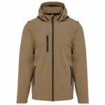 3-laags uniseks softshelljas met afneembare capuchon en mouwen, camel — productfoto 20