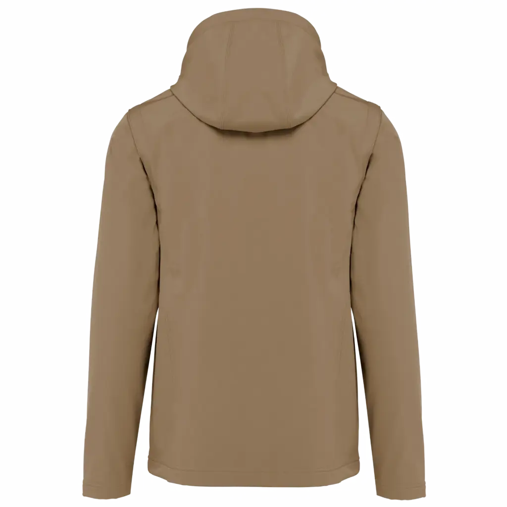 3-laags uniseks softshelljas met afneembare capuchon en mouwen, camel — productfoto 21