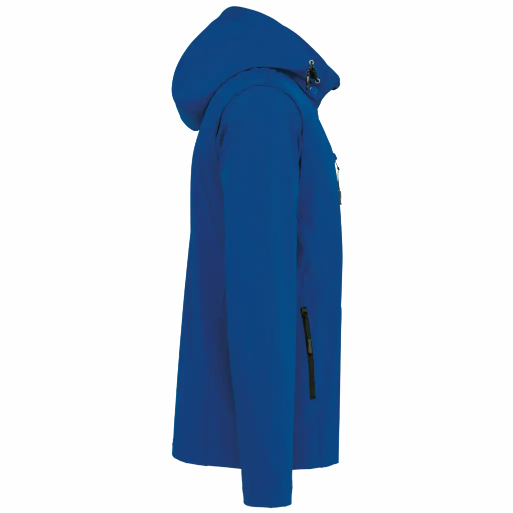 3-laags uniseks softshelljas met afneembare capuchon en mouwen, dark royal blue — productfoto 22