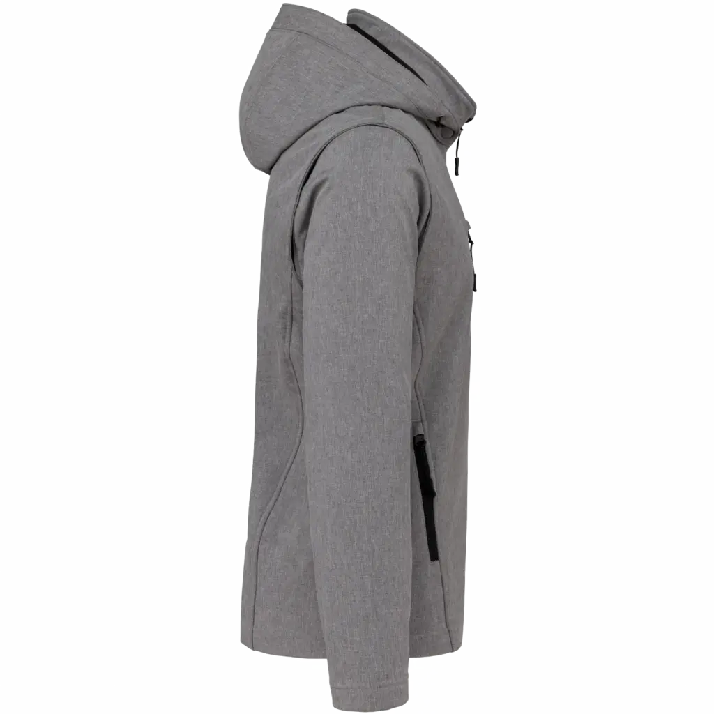 3-laags uniseks softshelljas met afneembare capuchon en mouwen, marl grey — productfoto 25