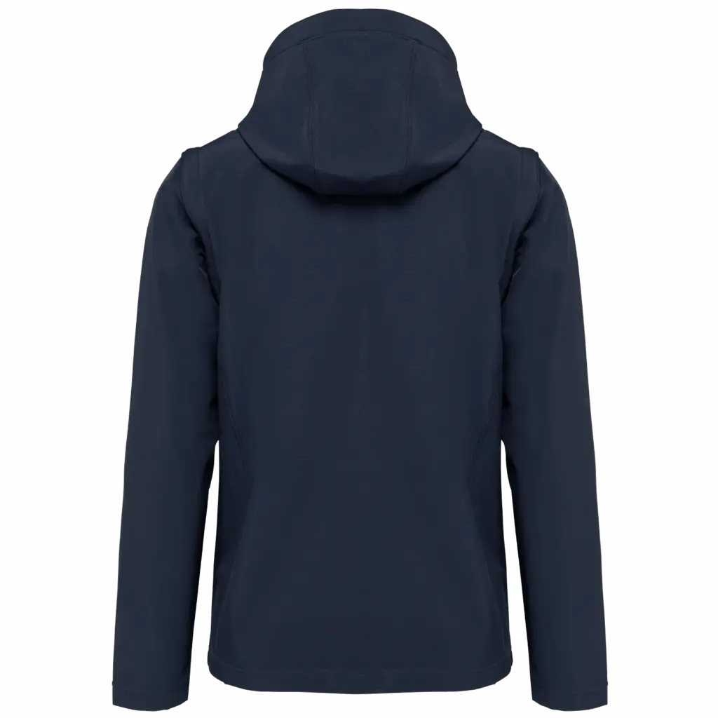 3-laags uniseks softshelljas met afneembare capuchon en mouwen, navy — productfoto 30