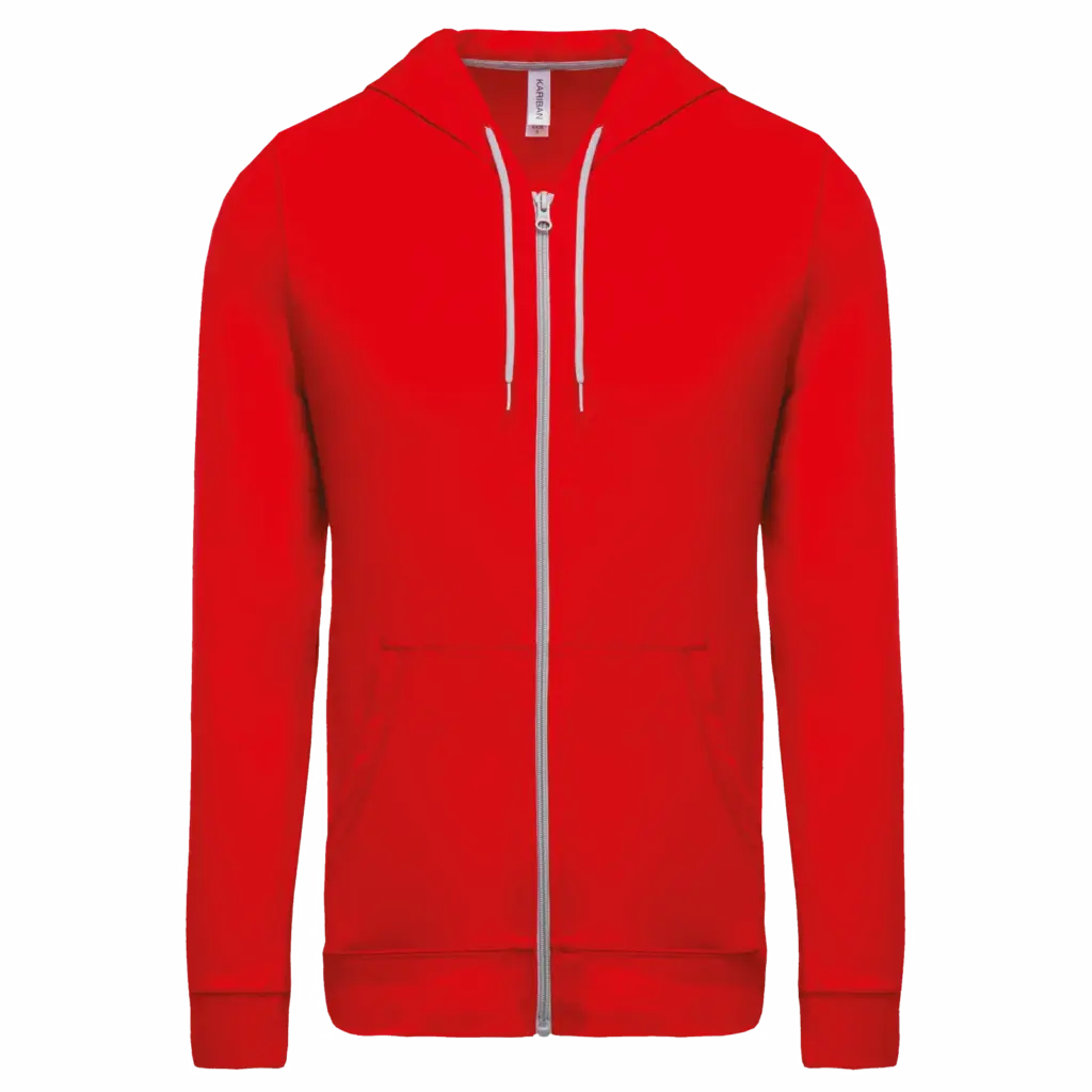 PS_K438_RED - Hidalgo Licht katoenen sweatvest met capuchon — productfoto 31