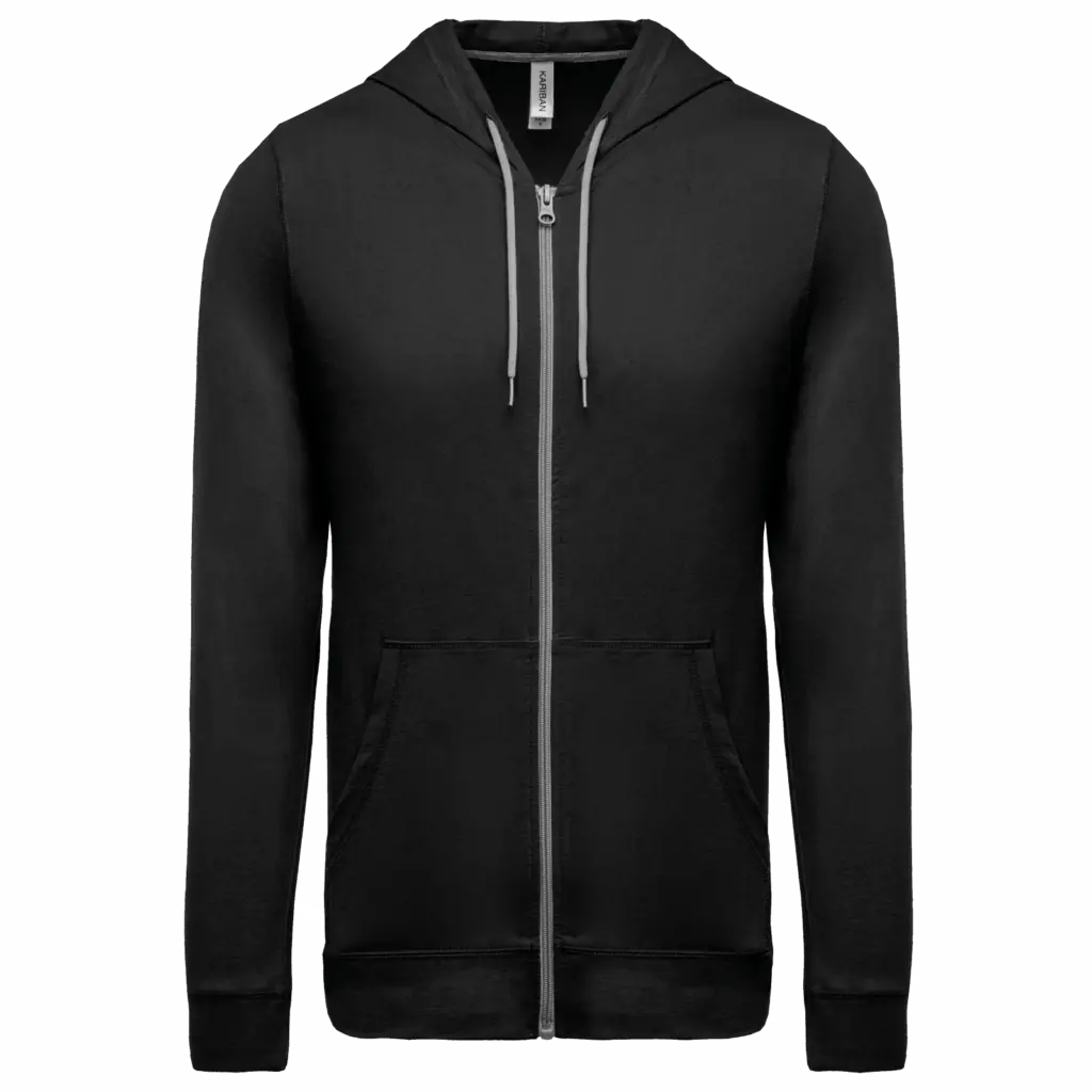 PS_K438_BLACK - Hidalgo Licht katoenen sweatvest met capuchon, black — productfoto 19