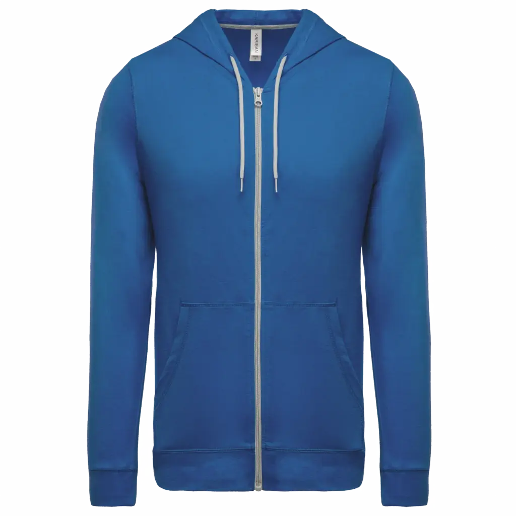 PS_K438_LIGHTROYALBLUE - Hidalgo Licht katoenen sweatvest met capuchon, light royal blue — productfoto 22