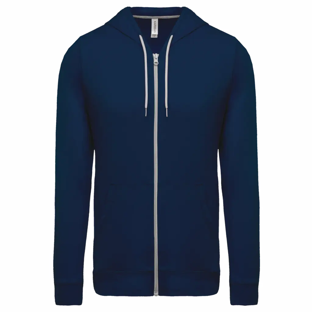 PS_K438_NAVY - Hidalgo Licht katoenen sweatvest met capuchon, navy — productfoto 25