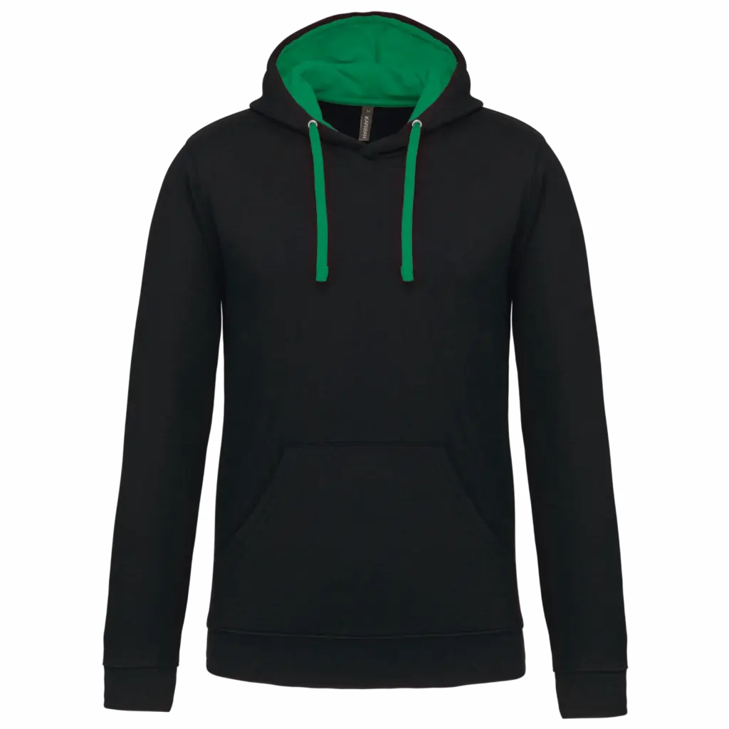 Sweater met contrasterende capuchon, black / light kelly green — productfoto 16