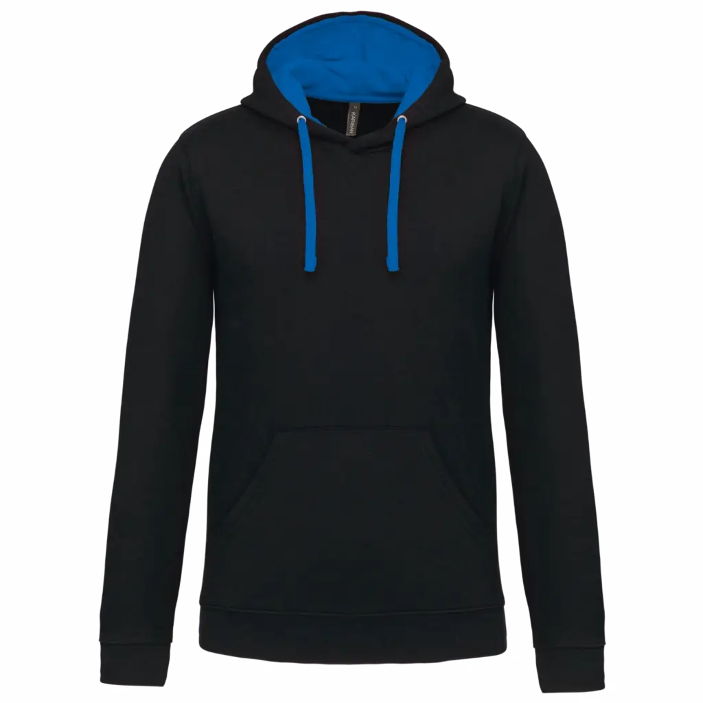 Sweater met contrasterende capuchon, black / light royal blue — productfoto 19