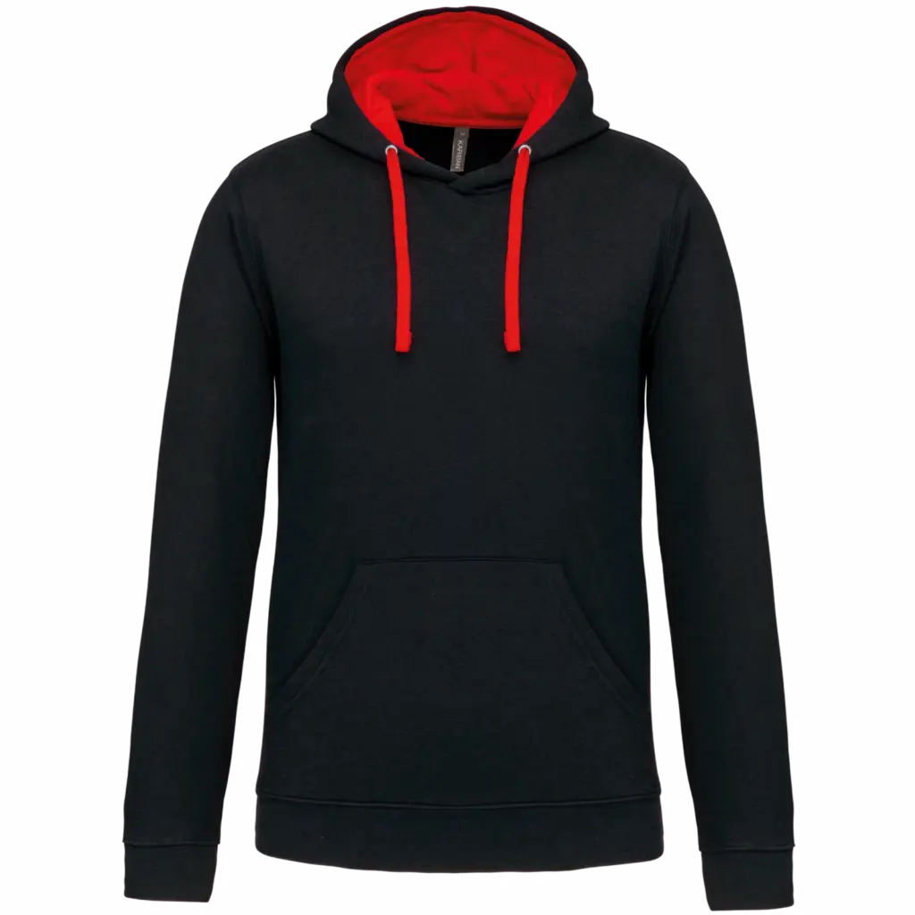 Sweater met contrasterende capuchon, black / red — productfoto 25