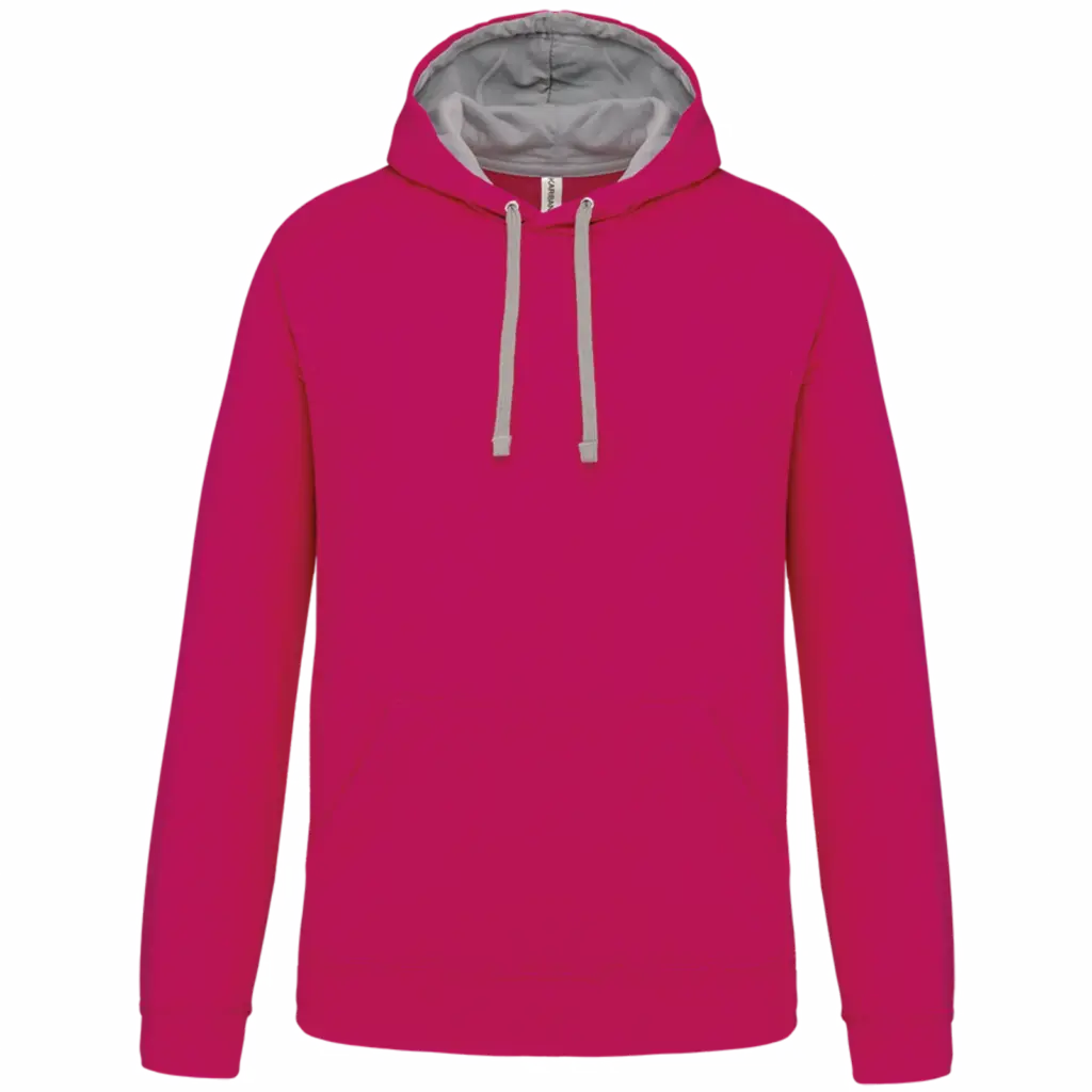 Sweater met contrasterende capuchon, fuchsia / fine grey — productfoto 34