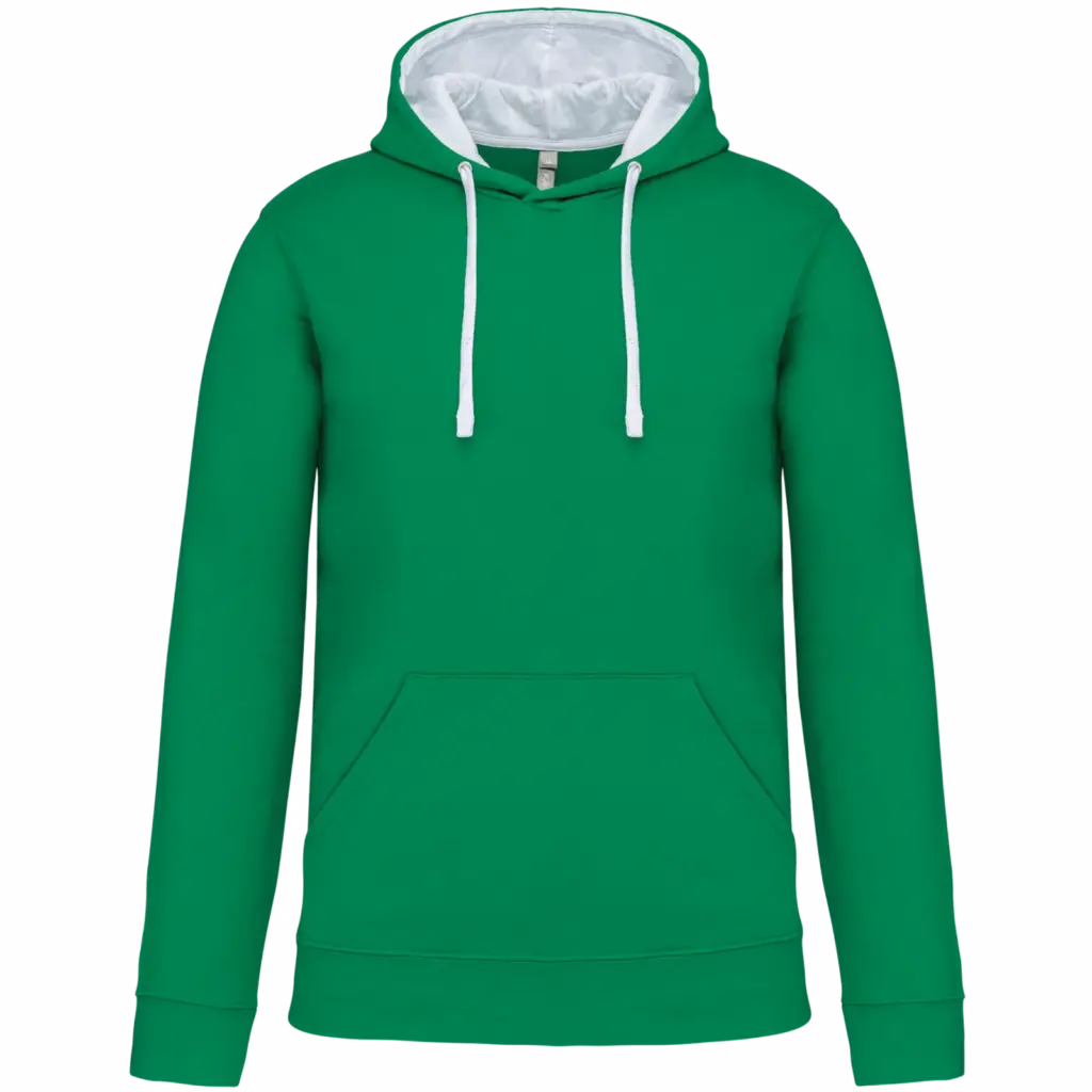 Sweater met contrasterende capuchon, light kelly green / white — productfoto 37