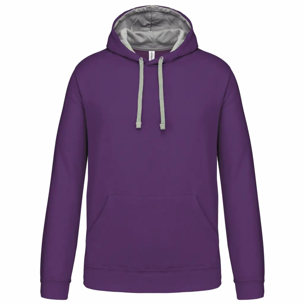 Sweater met contrasterende capuchon, purple / oxford grey — productfoto 61