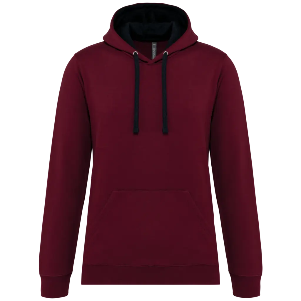Sweater met contrasterende capuchon, wine / navy — productfoto 76