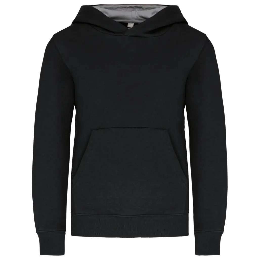Kinder Sweater met gecontrasteerde capuchon, black / fine grey — productfoto 14